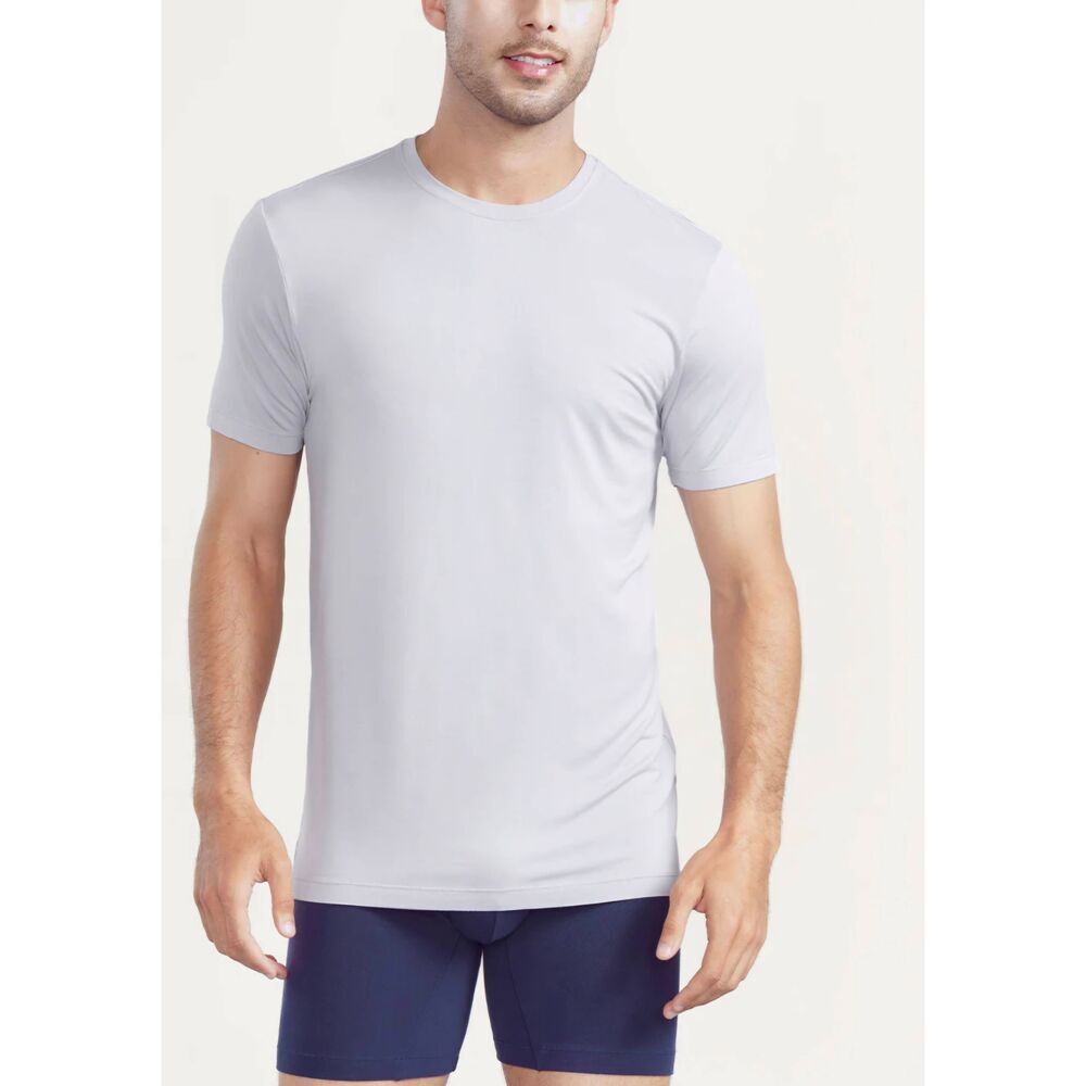 David Archy White Bamboo Blend Basic Tee XXL Minimalist Neutral Everyday Natural